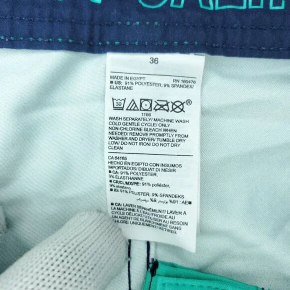 Old Navy California Boardshorts Mens 36x9" Green Striped Swim Stretch - Picture 4 of 8